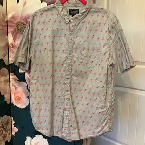 Retrofit  Pink Flamingo Button‎ Down